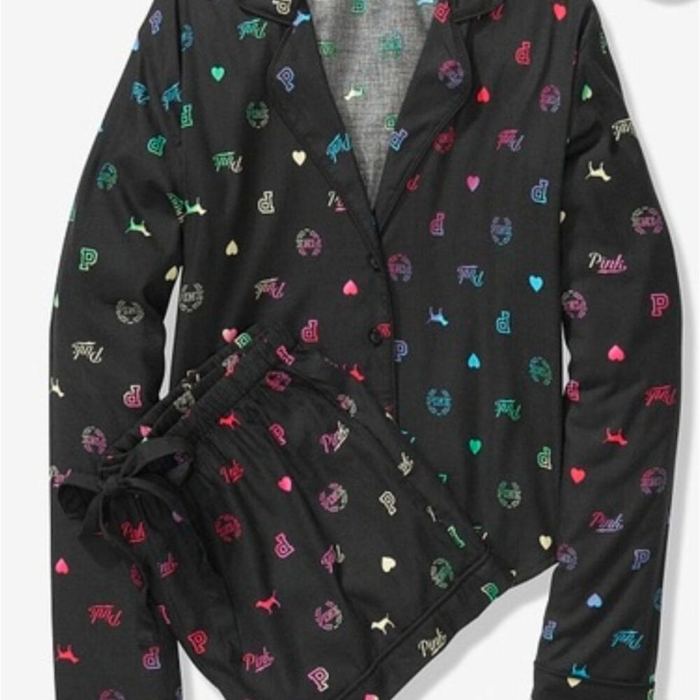 Victoria's Secret Pink Ombre Logo Cotton Pajamas Set